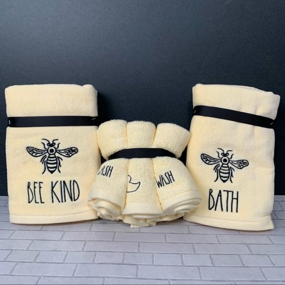 Rae Dunn Bee Icon Bath Hand Towel - Picture 4 of 5